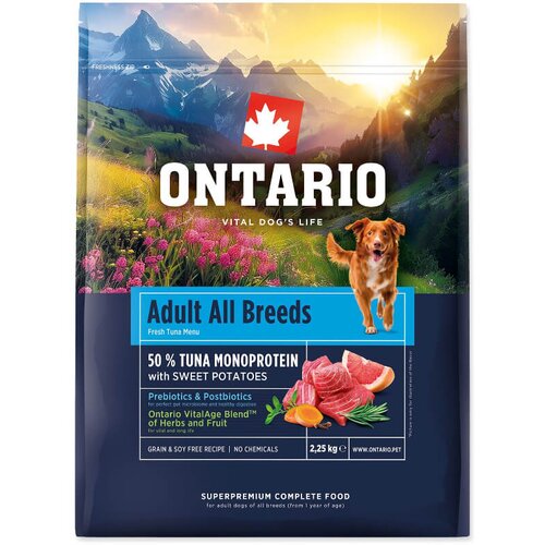 Ontario Adult All Breeds Monoprotein - tuna in sladki krompir 2,25 kg Cene