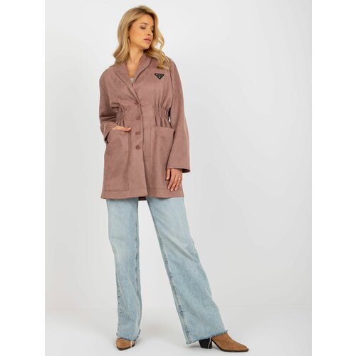 Fashion Hunters Dusty pink jacket coat with elastic waistband Slike