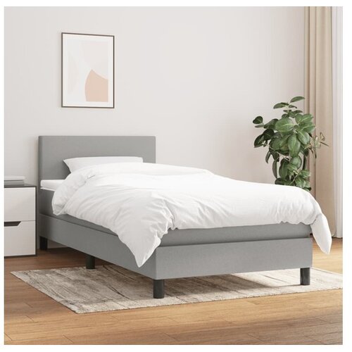  Box spring postelja z vzmetnico svetlo siv 100x200 cm blago Cene