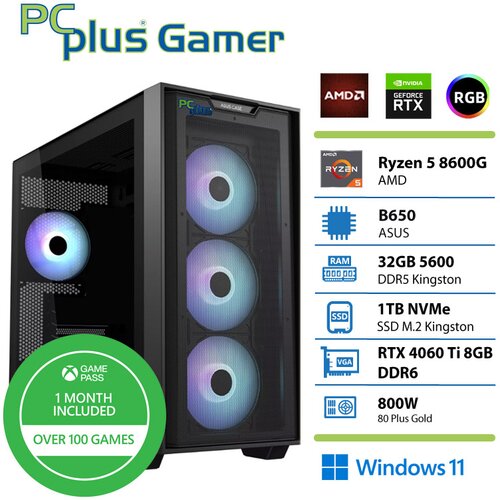 PC PLUS pcplus gamer ryzen 5 8600G 32GB 1TB nvme ssd rtx 4060 ti 8GB windows 11 gaming namizni računalnik, (21664415) Cene