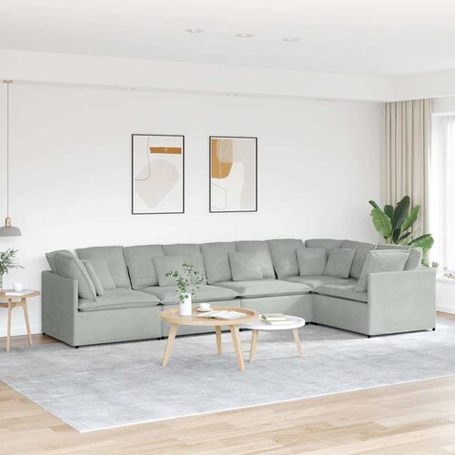  Modularna sofa s jastucima, baršunasta, svijetlosiva Cene
