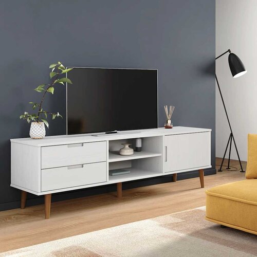 TV ormarić MOLDE bijeli 158 x 40 x 49 cm od masivne borovine Cijene