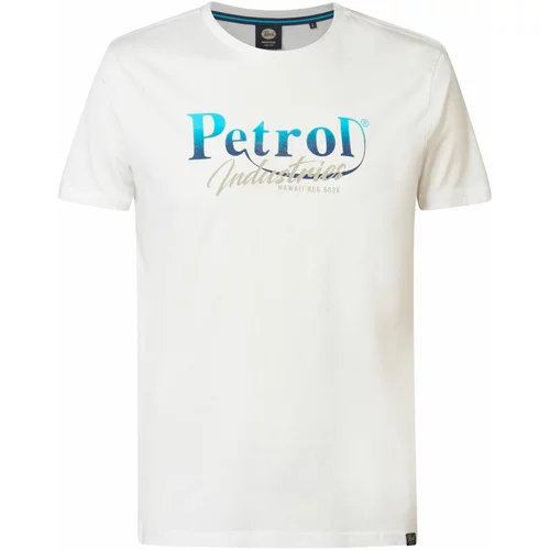 Petrol Industries Majica bež / plava / akvamarin / bijela