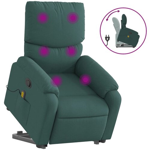 Maison Chic masažni naslanjač - Relax naslanjač s funkcijo vstajanja temno zeleno blago, (22062258) Cene