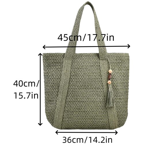 INF Velika slamnata torba za na plažo v francoskem stilu Green, (21684496) Cene
