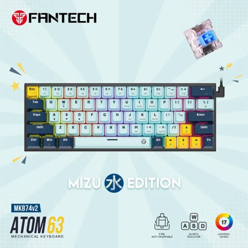 Fantech tastatura mehanička gaming MK874 rgb atom 63 skyblue (blue switch) Cene