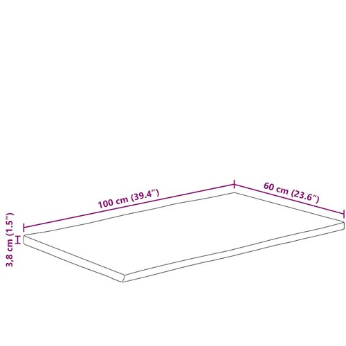 Stolna ploča sa živi rub 100x60x3,8 cm masivno grubo drvo manga Slike