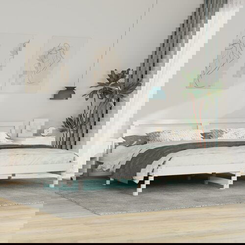 vidaXL Konstrukcija postelje Bela 180 x 200 cm Masivno borovo les Cene