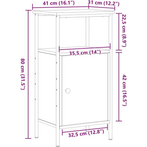 VidaXL Noćni ormarić Artisan hrast 41x31x80 cm izrađeno drvo Slike