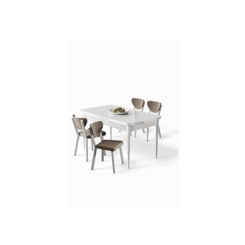 Hanah home Rasklopivi trpezarijski sto i stolice (5 delova) Exve White Cappuccino Cene
