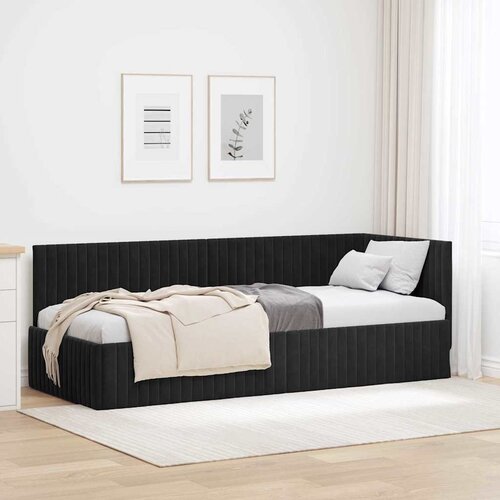 vidaXL kutni okvir kreveta s uzglavljem crna 80 x 200 cm baršun Cene