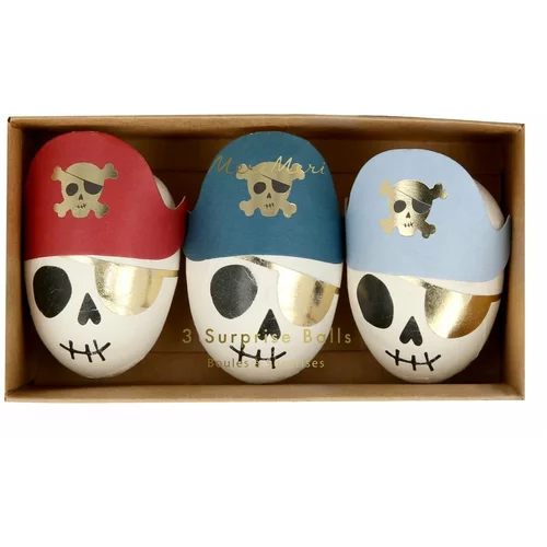 Meri Meri Party dodaci u setu 3 kom Pirate Skulls Surprise Balls –