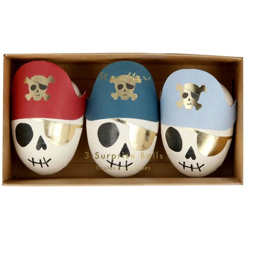 Meri Meri Pripomočki za praznovanja v kompletu 3 ks Pirate Skulls Surprise Balls – Cene