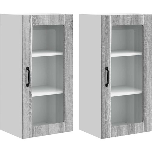  Zidni stakleni ormarić 2 pcs Siva Sonoma 40 x 31 x 80 cm Slike