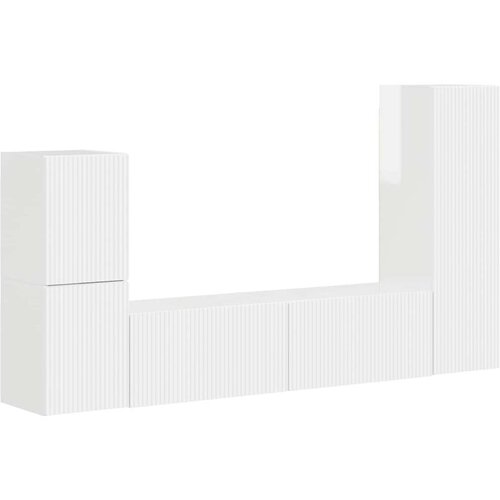  Komplet TV omaric 4 pcs Visok sijaj bela Konstruiran les - - Bela - 67.7 - 30 x 31 x 100 cm - 2025-vidaXL-Uvoz_2 Slike