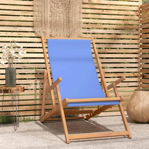 vidaXL Sklopiva stolica za plažu od masivne tikovine plava