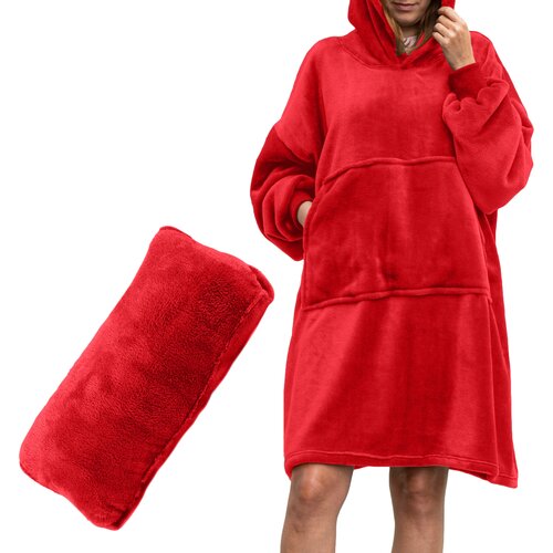 Pulover odeja s kapuco 4v1 &ndash; rdeča XXL - Froster - Home warming - Božič Cene