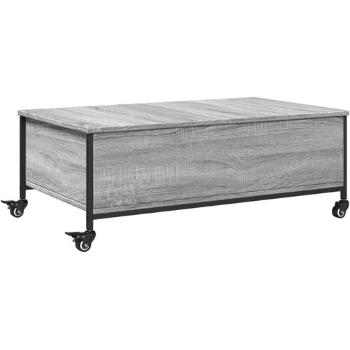 Maison Chic Klubska mizica - kavna mizica - Nizka mizica s kolesci siva sonoma 91x55x34cm inženirski les, (21753120) Cene