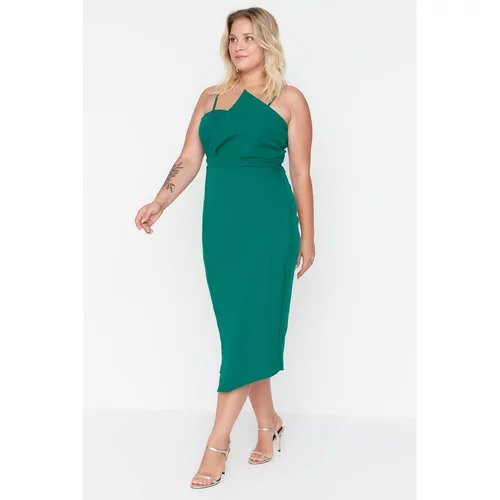 Trendyol curve Emerald Green Asymmetrical Cut Woven Bodycon Dress