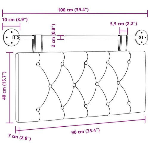  Držeće uzglavlje Zidne Ružičasta 100 x 55 x 7 cm Bar&amp;scaron;un - Ružičasta 90 cm bez LED Slike