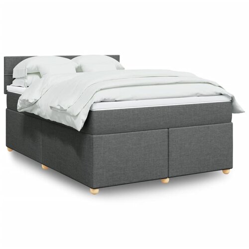 VidaXL Okvir kreveta s oprugama i madrac svjetlosivi 140x200cm tkanina Slike