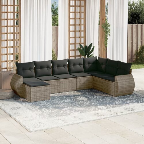 vidaXL 8-dijelni set vrtnih sofa od poliratana s jastucima sivi Cijene