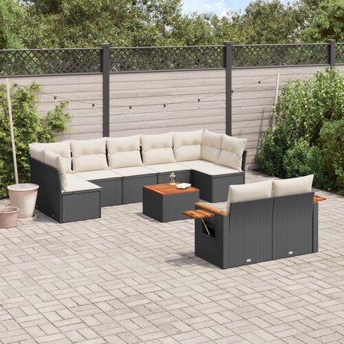  10-dijelni set vrtnih sofa s jastucima crni od poliratana Cijene