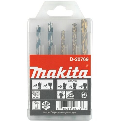Makita set burgija za metal i drvo 5 komada 1/4 šestougaoni prihvat D-20769 Slike