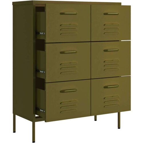 VidaXL Omarica s predali olivno zelena 80x35x101,5 cm jeklo Slike