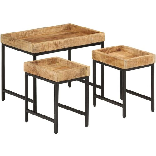  Uklapajući stolići za kavu 3 k masivno grubo drvo manga željezo Cene