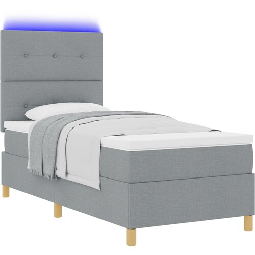 vidaXL Box Spring Postelja z Vzmetnico & LED Svetloba Siva 100x200 cm Tkanina, (22067209) Cene