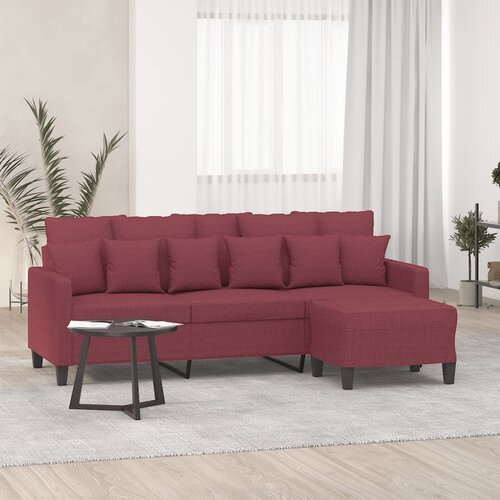 vidaXL Kavč trosed s stolčkom za noge vinsko rdeč 180 cm blago Cene