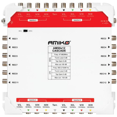 Amiko Multiswitch AMS9X12 9/12, Sa dodatnim napajanjem, Kaskadni Cijene