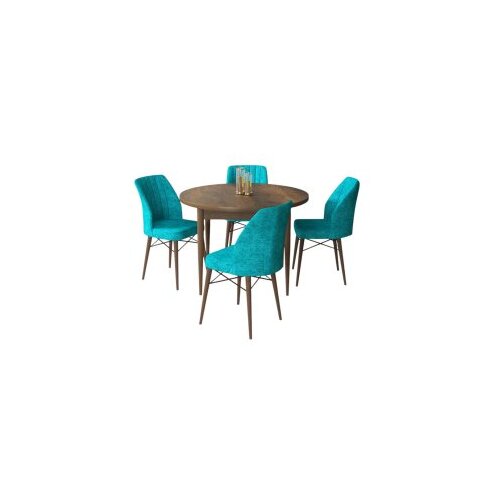 Hanah home Set Trpezarijski sto i 4 stolice, tirkizno smeđa Slike