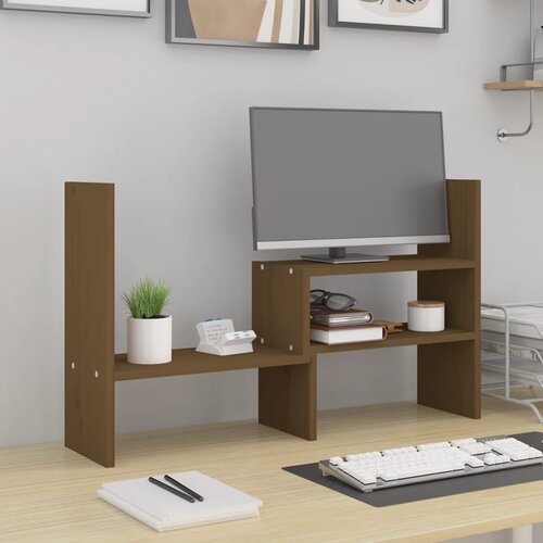 vidaXL Stalak za monitor smeđi (39 - 72) x 17 x 43 cm masivna borovina Cijene
