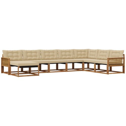 vidaXL Zunanja garnitura za sedenje z blazino 8 pcs Naravna in bež, (5000272744) Cene