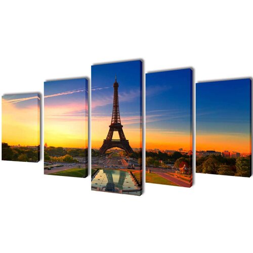  Zidne Slike na Platnu Set s Printom Eiffelov Toranj 200 x 100 cm Slike