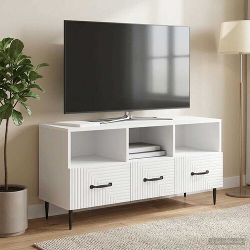  ormar s ladicama Bijela visokog sjaja 102 x 34,5 x 50 cm Slike