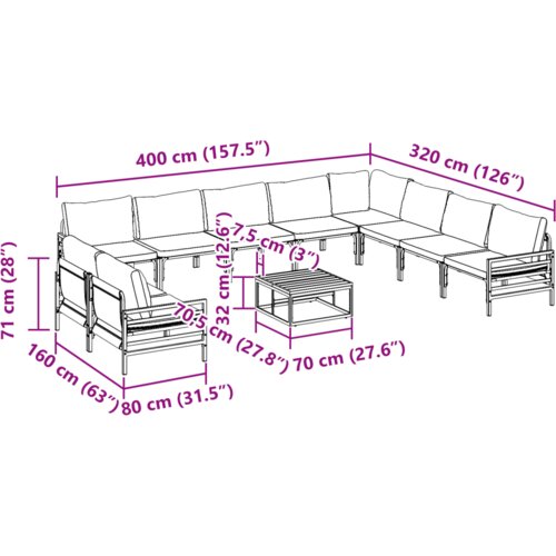 vidaXL Sjedeća garnitura za vrt 11 pcs Antracitno siva Čelik Cijene