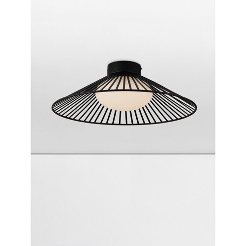 Nova Luce Mat črna kovinska LED stropna svetilka s steklenim senčilom Brume &amp;ndash; Slike