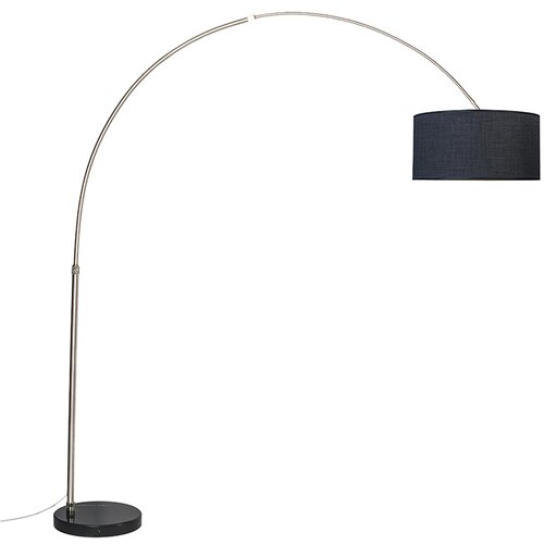 QAZQA Obločna svetilka jeklena tkanina senčnik črna 50 cm - XXL Cene
