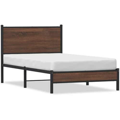 vidaXL Metalni okvir kreveta s uzglavljem smeđa boja hrasta 100x190 cm Cene