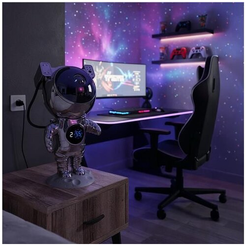 Manta LED zvjezdani 360 projektor Astronaut CHROME sa satom, daljinski HW-STAR02 Slike