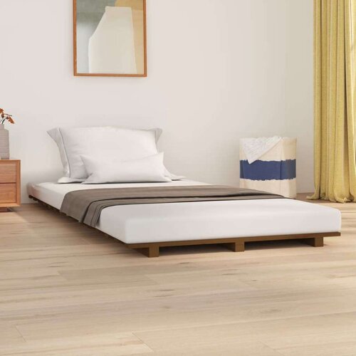  Posteljni okvir medeno rjav 90x200 cm trdna borovina, (20737829) Cene