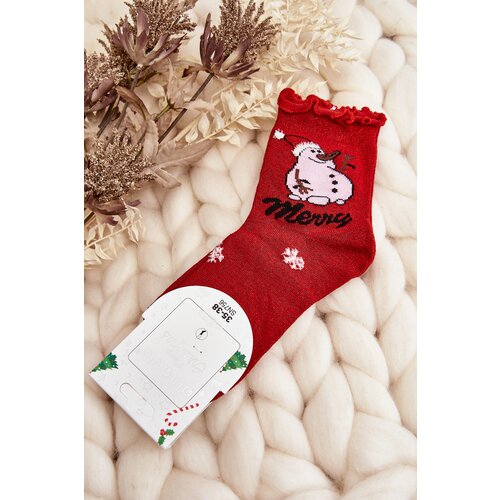Aura.via Women's Shiny Christmas Socks with Snowman Red Cijene