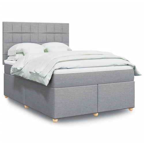 VidaXL Box spring postelja z vzmetnico svetlo siva 140x200 cm blago Slike