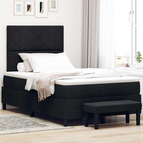 vidaXL Krevet s Box Springom s Madracem i Klupom Crna 120x200 cm Tkanina Cene