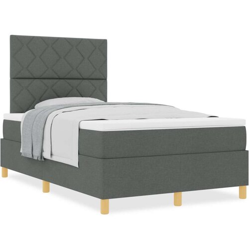 VidaXL Krevet s box spring sustavom s madracem Tamno sivi Mali dvostruki Tkanina Slike