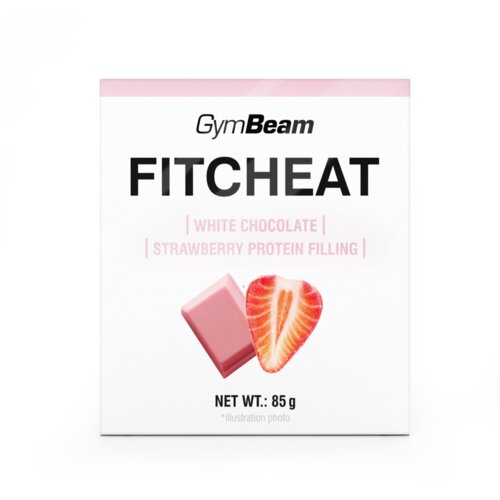 GymBeam proteinska čokolada fitcheat 80  g  bela čokolada  - jagoda Cene