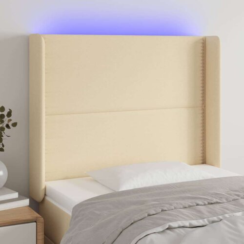  Uzglavlje krem 93 x 16 x 118/128 cm od tkanine Slike